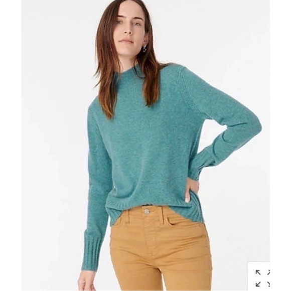 J. Crew Sweaters - J.Crew 100% Cashmere Mock Neck Sweater Teal Blue Size L